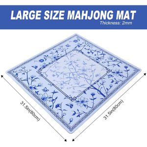 EVER TRIED Grand tapis de jeu de mahjong antidérapant et insonorisant imprimé bleu 31,5 po x 31,5 po avec sac de transport noir pour jeux de société et de poker - Product Image 6