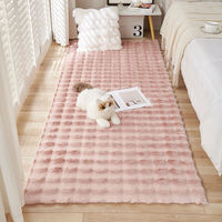 Benutzer definiertes Logo Modernes quadratisches Muster Kaninchen Faux Bubble Fur Stoff Teppich Hoch Weich Flauschig Rosa Marmor Teppich Kinder Maschine Hoch gemacht