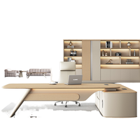 Bureau de direction en bois moderne de luxe en forme de L avec tiroirs de rangement et base mobile pour un usage domestique ou professionnel