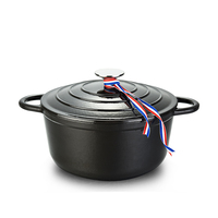 Promotion : Cocotte en fonte émaillée, marmite à soupe multicolore classique à double poignée en métal