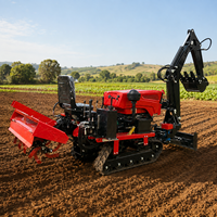 Tracteur multifonctionnel à chenilles avec rotoculteur, cultivateur agricole, accessoires de tranchage, de désherbage et de remblayage