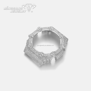 Minggong GM <span class=keywords><strong>GBM</strong></span> 2100 Gothic Cross Moissanite Iced Bezel VVS Moissanite Galaxy Watch 8 Classic 925 Silver Jewelry Accessory - Product Image 4