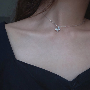 925 Sterling Silver Butterfly Necklace Clavicle Chain Simple Light Luxury Everyday Wear - Product Image 1