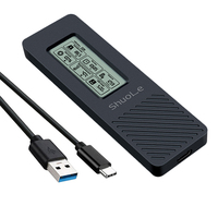 Casing SSD NVMe M2 Aluminium Desain Pribadi SHUOLE dengan Konektor Tipe-C 10Gbps Gen 2 Kotak Eksternal M.2 Layar LCD