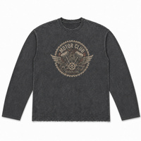 T-shirt à manches longues surdimensionné pour homme, imprimé graphique DTG, effet délavé et usé, épaules tombantes, style streetwear, OEM, marque privée
