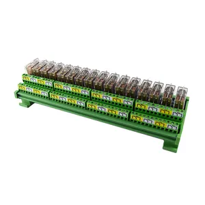 Módulo de relé DPDT de 16 canales Huaqingjun, módulos de relés electromagnéticos 5A de 24V CC y 2 V para PLC
