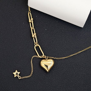 Collar personalizado de acero inoxidable 316L con colgante chapado en oro PVD de 14K/18K, joyería fina de moda con cierre de herradura y corazón para mujer. - Product Image 5