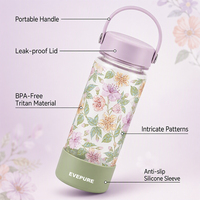 EVEPURE Nouvelle Bouteille d'Eau Marine Life 25oz à Large Ouverture en Tritan Légère Anti-Fuite Sans BPA avec Poignée Portable Compatible Lave-Vaisselle