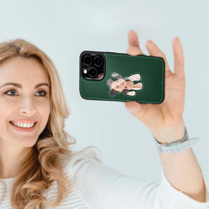 Vente en gros d'ours en cuir PU mignon en forme de miroir de <span class=keywords><strong>couverture</strong></span> de téléphone étui de téléphone antichoc à la mode pour iPhone 15 14 13 12 11 - Product Image 4
