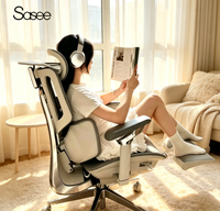 Chaise de bureau ergonomique Hbada X7 avec dossier en maille respirante, repose-pieds, support lombaire, base pivotante inclinable pour la maison et le studio
