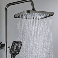 Robinet de salle de bain numérique en laiton à cascade avec affichage LED quatre fonctions et ensemble de douche à température constante de luxe