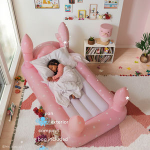 Lit de voyage gonflable pour enfants, château bleu et rose, lit simple portable pour <span class=keywords><strong>le</strong></span> camping, double valve, pliable, sac de transport, couchage toute la nuit - Product Image 2