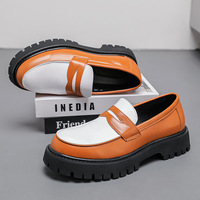 Chaussures en cuir pour hommes grande taille, à semelle épaisse et rehaussante, style coréen rétro, décontractées et tendance, pour le printemps et l'automne