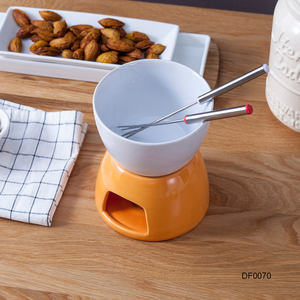 Logo personnalisé ensembles de marmites à <span class=keywords><strong>fondue</strong></span> en porcelaine blanche vente en gros service à <span class=keywords><strong>fondue</strong></span> en céramique fondant fromage chocolat - Product Image 3