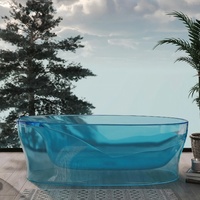 Baignoire autoportante moderne en résine transparente, translucide et cristalline, en surface solide, pour salle de bain de villa et hôtel de luxe, pour bain à délieuse.