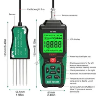 Alat Uji Tanah Digital dengan Layar Tampilan, Penyimpanan Data, Kabel Probe Terpisah, untuk Pengukuran Tanaman Dalam Ruangan, Kebun, dan Rumput, Buatan China