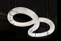 YH Suspension Anneau Design Moderne Luminaire Plafonnier LED Marbre Éclairage pour Villa Mobilier Chandelier en Albâtre