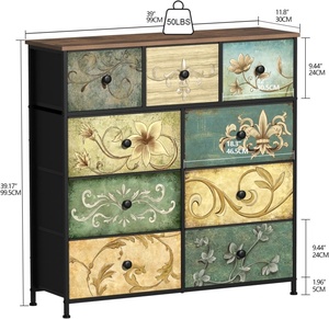 Cómoda con 12 Cajones con Panel de Madera, Cajones de Tela, Estructura Metálica, Organizador de Torre, Estilo Rústico para Sala de Estar o Habitación <span class=keywords><strong>Infantil</strong></span> - Product Image 3