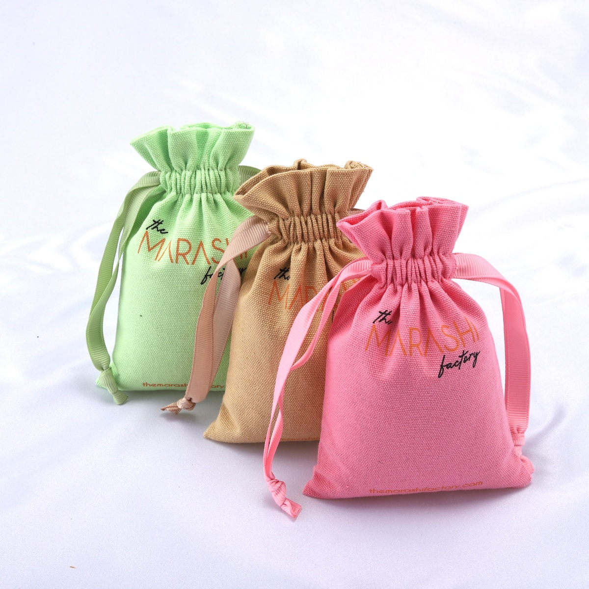 Custom Logo Printing Small Canvas Drawstring Cosmetic Skincare Products Storage Bag Cotton Canvas Gift Makeup Pouch