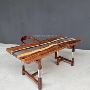 Really <strong>Super</strong> High Level Luxury Design Solid Walnut Wooden <strong>Home</strong> <strong>Furniture</strong> Restaurant River Kitchen Epoxy Resin Dining Table - Product Image 3