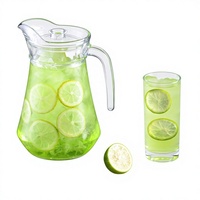 Pichet à eau froide en verre sodocalcique transparent, grande capacité, distributeur de jus épaissi, tasse à eau bouillie, vente en gros