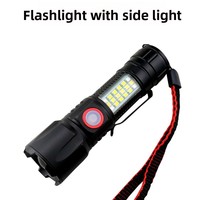 Mini lampe torche laser blanche rechargeable par USB, zoom télescopique, clip stylo, lumière latérale LED rouge bleue chaude, alliage d'aluminium