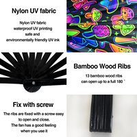 Éventails pliants en bambou UV Glow Rave, éventails à claquer pour hommes et femmes, idéaux pour les festivals EDM, la danse en ligne et la décoration