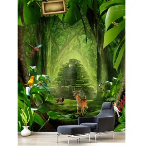 New Style Fantasy Jungle Wonderland Fawn Forest Textile 3D Wallpaper