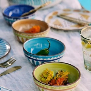 Tazones de Porcelana Artísticos Coloridos de Estilo Mediterráneo, No Tóxicos y Ecológicos, Tazón para Ensalada, Tazón para Nueces - Product Image 6