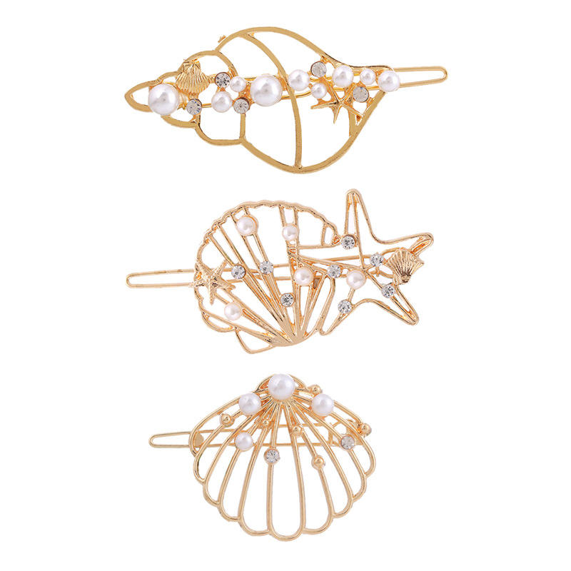 Горячая Распродажа Новый сплав Морская звезда ракушка заколка для волос для девочек поперечные аксессуары для волос