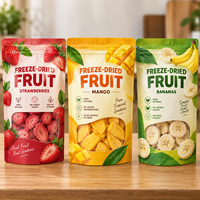 Sachet Doypack Personnalisé Imprimé pour Fruits Lyophilisés, Qualité Alimentaire, Refermable avec Fermeture Éclair et Fenêtre Transparente pour Snacks