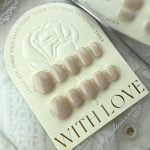 Diseño # 751 Uñas Postizas Cortas Naturales Hechas a Mano, Color Rosa, Estilo Francés Dulce y Fresco, Reutilizables, de Alta Calidad - Product Image 5