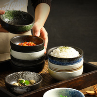 Vente en gros de bols japonais en céramique pour desserts/soupes/riz, vaisselle de restaurant, bols ronds pour salades et en-cas, bols pour sauce soja