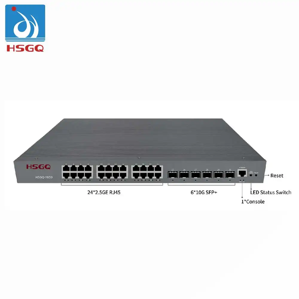 HSGQ-7830 Oem Odm 30 Poort L3 Beheerd 24 * 2.5ge 6*10G Sfp + Industriële Vezel Switch 240Gbps Ethernet Switches