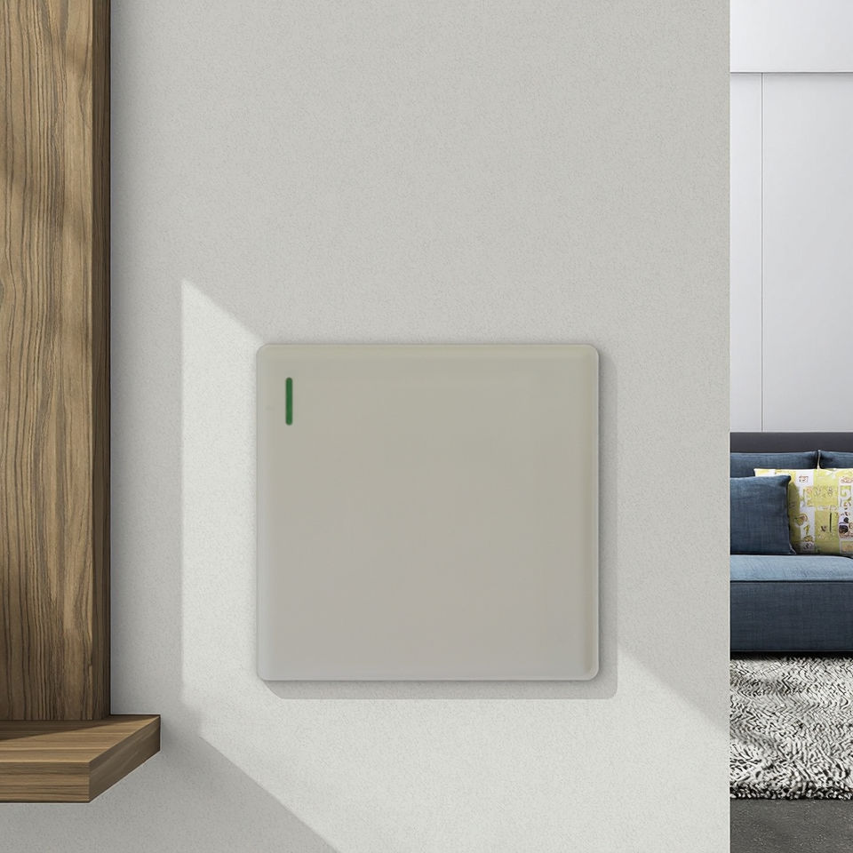 VNX UK Standard Luxury Large Panel Modern Style White Electric 1 Gang 1 Way Wall Switches and Sockets for Home