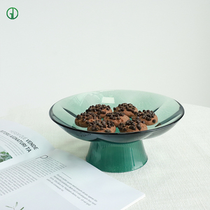 Grande <span class=keywords><strong>assiette</strong></span> de fruits en verre borosilicate <span class=keywords><strong>décorative</strong></span> à pieds hauts personnalisée <span class=keywords><strong>assiette</strong></span> de service écologique de couleur sarcelle <span class=keywords><strong>pour</strong></span> gâteau dessert salade - Product Image 2