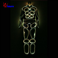 Costume de danse lumineux LED RGB programmable futuriste pour scène, tenue lumineuse pour boîte de nuit, rave party, performance DJ