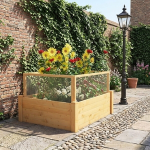 Jardinière surélevée contemporaine <span class=keywords><strong>en</strong></span> bois de sapin écologique et durable, avec grille de culture à fond ouvert, pot de fleurs - Product Image 5