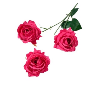 ช่อดอกกุหลาบผ้าไหมเทียม 3 หัว สีพีช สำหรับตกแต่งงานแต่งงานและบ้าน - Product Image 5
