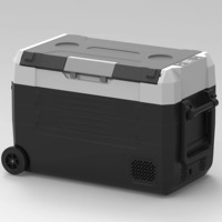 Réfrigérateur de voiture portable 12V 24V 55L à double zone en ABS avec compresseur DC, poignée et roues, rangement indépendant pour le camping