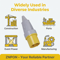 Prise industrielle mâle ZNPON 32A 110V IP44 à 3 broches avec câble jaune et cordons de raccordement pour l'industrie et l'outillage