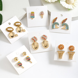 2025 goreal New Arrival phụ nữ đồ trang sức thời trang thể thao hợp kim mạ bóng theo chủ đề bông tai với vui tươi Icecream quyến rũ điểm nhấn - Product Image 2