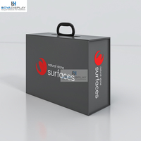Boîte de présentation de pierres en acrylique transparente avec logo personnalisé, style moderne et luxueux, en marbre et quartz, valise en aluminium pour échantillons de produits