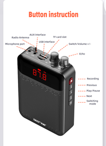 Altavoz portátil profesional <span class=keywords><strong>de</strong></span> 1800mAh con baterí<span class=keywords><strong>a</strong></span>, <span class=keywords><strong>amplificador</strong></span> con <span class=keywords><strong>cable</strong></span> para profesores, altavoz recargable <span class=keywords><strong>de</strong></span> plástico para enseñanza - Product Image 6