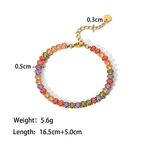 Pulseras de tenis delicadas de acero inoxidable 316L chapadas en oro de 14k y 18k, impermeables, que no se deslustran, para mujer - Product Image 6