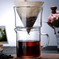 Ensemble de café à verser en verre borosilicate, comprenant un filtre à café en verre et un récipient de service, pour la préparation manuelle du café à la maison, au café ou comme cadeau
