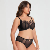 Ensemble soutien-gorge et culotte grande taille pour femmes - Soutien-gorge à couverture complète, bonnets de la D à la L, maintien maximal, sans armatures, respirant, maille confortable, anti-affaissement