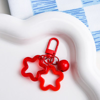 Porte-clés créatif double pentagramme avec pendentif clochette, accessoire de décoration DIY mignon pour sacs homme et femme