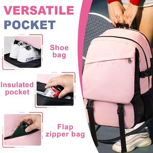 Sac à dos personnalisé pour raquettes de tennis et de pickleball, en nylon, avec poche isotherme, compartiment séparé pour chaussures, 2 raquettes - Product Image 4