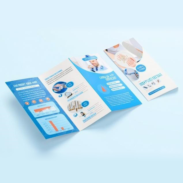 Tri-fold Cardboard Brochure Printing with Perfect Binding Digital Printing A5 Size Fancy Paper Film Laminated Colour Sample